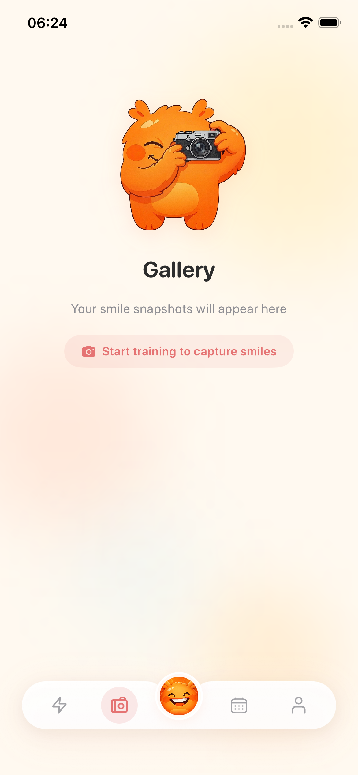 Gallery screen showing smile snapshots